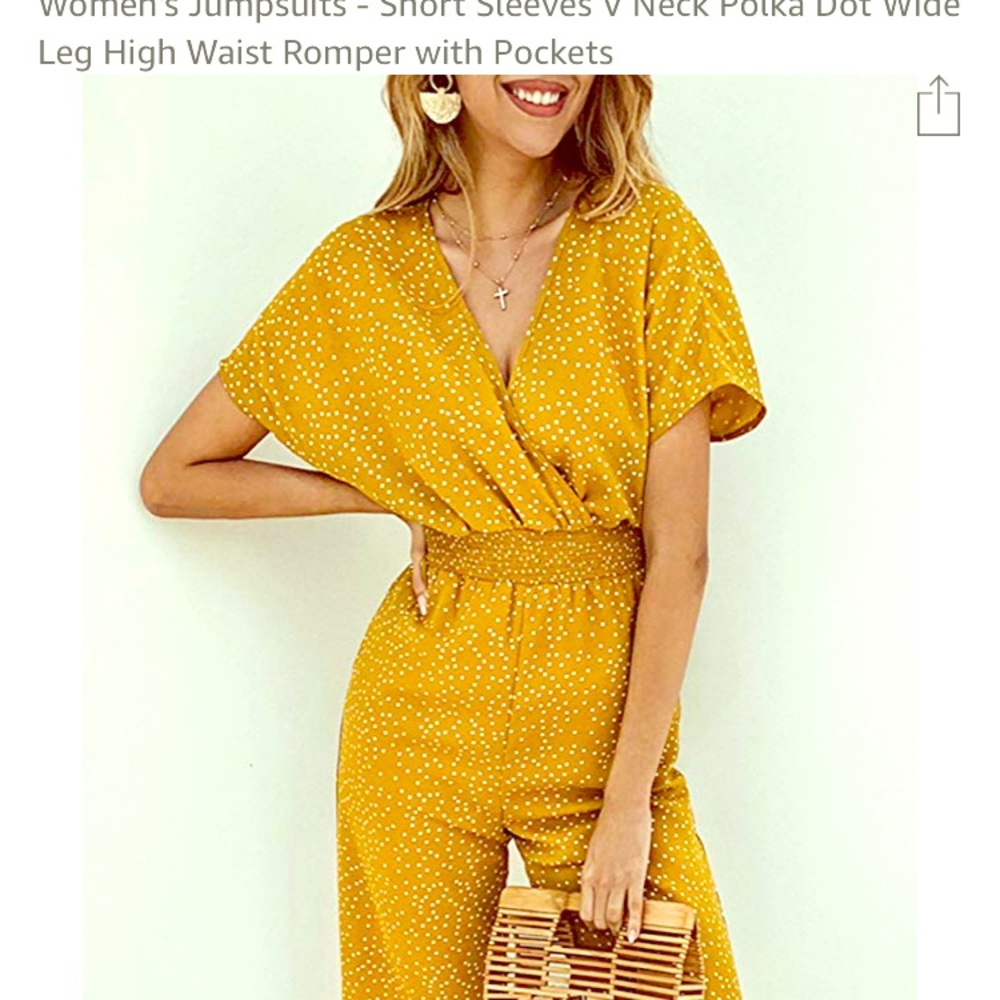 Mustard jumpsuit with polka dots